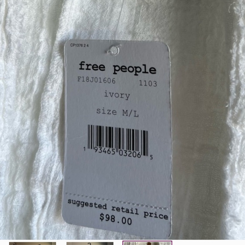 Free People Flyaway Ivory Cotton Cardigan - Picture 3 of 3
